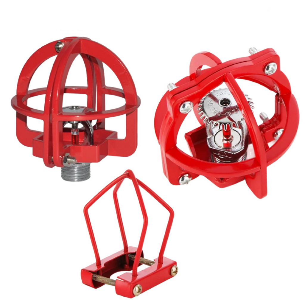 Red Fire Sprinkler Head Guard – Alloy Steel Cage For Flush Mount & Side Wall Heads